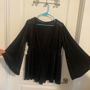 Black Bell Sleeve Romper